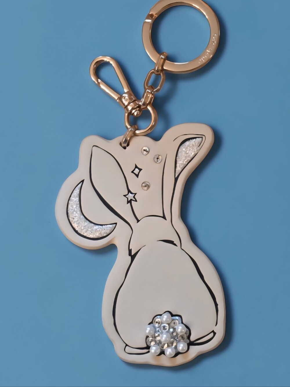 Rare Kate Spade Bunbun Bunny Leather Keychain Bag Charm NWOT
